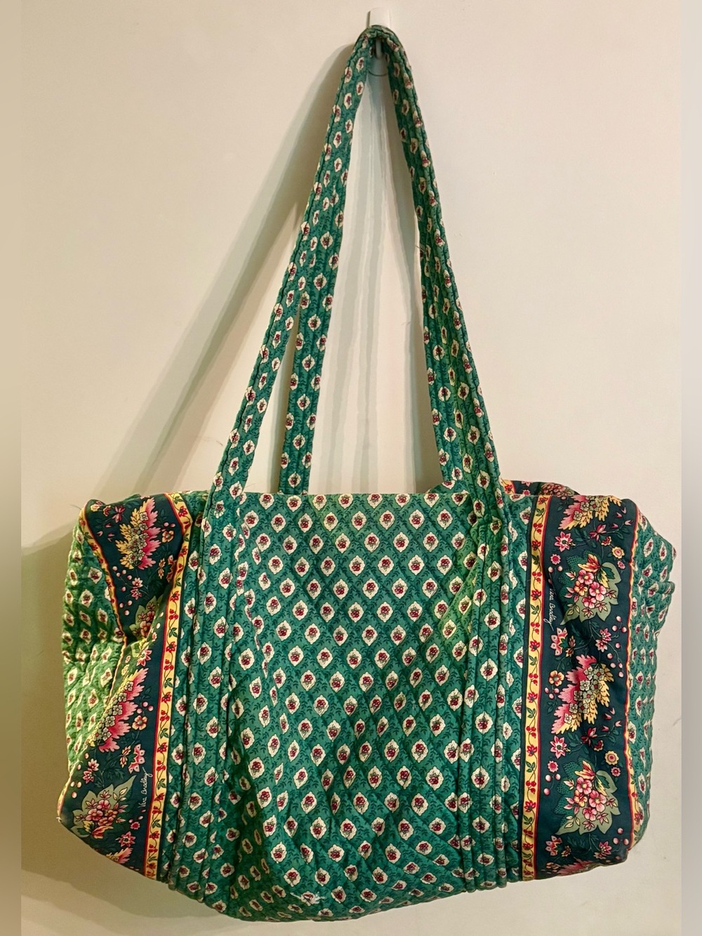 Vera Bradley Greenfield Pattern Quilted Floral-Trim Tote